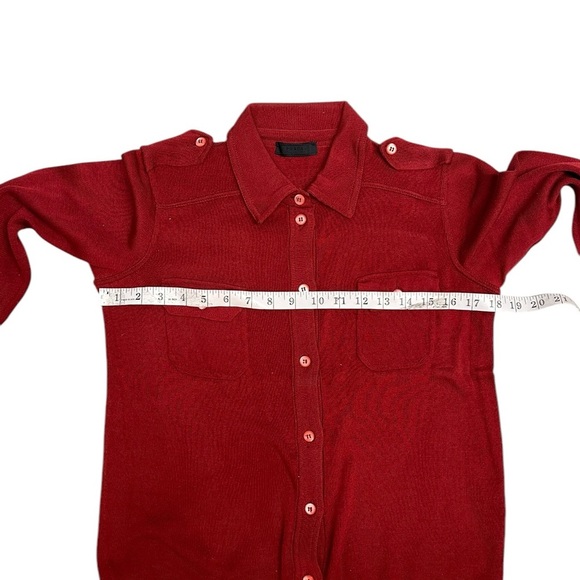 PRADA Red Knit Military-Style Cotton Shirt - Size 38 (IT) - Picture 7 of 9